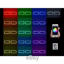 07-14 Chevy Silverado Multi-Color Changing LED Headlight Fog Light Halo Ring Set