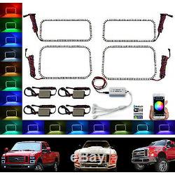 08-10 Ford F-250 Multi-Color Changing LED RGB Headlight Halo Rings BLUETOOTH Set