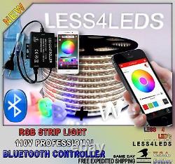 110V 120V Bluetooth LED Strip Light RGB+W Flex Outdoor Holiday with Controller