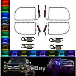 11-16 Ford F-250 Truck Multi-Color Changing LED RGB Halo Headlight Rings Set