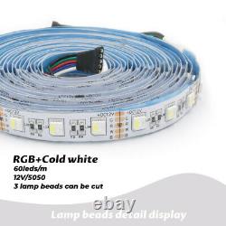 12V RGBCW RGB+Cool White 4 in 1 Led Strip Light 5050 60leds/m IR Remote Control