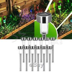 12 Colour Changing Led S/steel Solar Garden Patio Post Outdoor Lights Lanterns