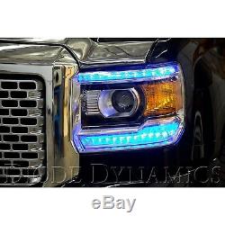 14-15 GMC Sierra RGBW LED Color Changing Headlight DRL Accent Bars Bluetooth Set