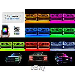 1988-98 Chevy GMC Multi-Color Changing LED RGB Headlight Halo Ring BLUETOOTH Set