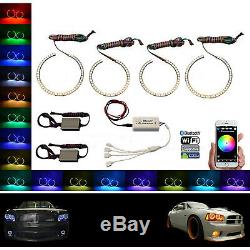 2005-10 Dodge Charger Multi-Color LED RGB Headlight Halo Ring BLUETOOTH Set