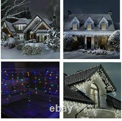 200 LED White Icicles Lights Snowing Effects MultiCOLOUR Functions Xmas Tree BO