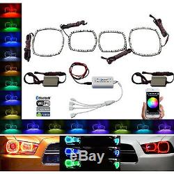 2011-14 Dodge Charger Multi-Color LED RGB Headlight Halo Ring BLUETOOTH Set