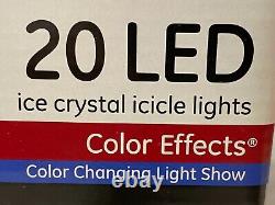 20 GE LED Ice Crystal Icicle 8 Color Changing Effects Christmas Light Show 15.8