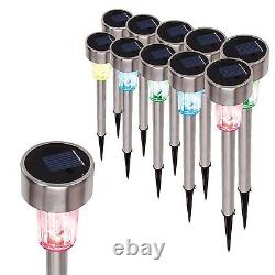 20 x COLOUR CHANGING STAINLESS STEEL SOLAR LED GARDEN LIGHTS RECHARGEABLE LAMPS