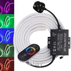 220V 5050 LED Strip RGB Neon Rope Light Flexible Outdoor Garden Light With Plug