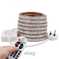 220V 5050 RGB LED Strip Lights Dimmable Waterproof Tape Rope Light Mains Plug In