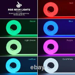220V RGB LED Neon Flex Rope Strip Light Tape Waterproof Outdoor Lighting+ Remote