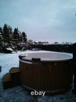 220cm King size Thermowood Fibreglass Hot tub 316ANSI heater + Jacuzzi + LED