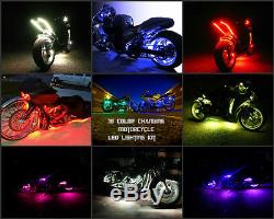 24pc 18 Color Change Led Slingshot Motorcycle Led Neon Strip Light Super Kit