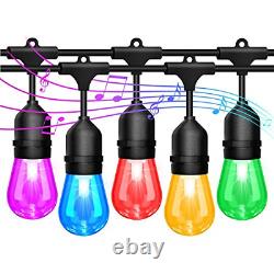 2-Pack 48FT String Lights Outdoor Sync with Music, LED RGB Color Changing Patio