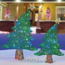 2 Whimsical Christmas Trees With 120 Colour Changing LED Lights Indoor Outdoor