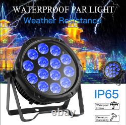 2x RGBW 14 LED Par Can Stage Lighting DMX DJ Light Waterproof IP65 Pond Light