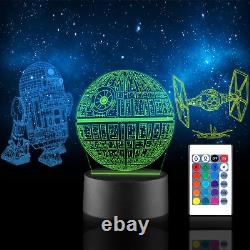 3D LED Star Wars Night Light Illusion Lamp Three Pattern and 16 Color Change Dec