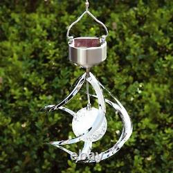 3D Solar Powered Colour Changing Wind Spinner Hanging Spiral LED Garden Light