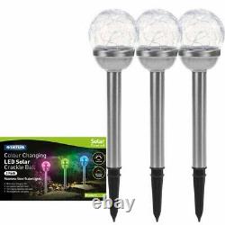 3PK Solar LED Garden Lights Post Patio Path Outdoor Lighting Colour Changing