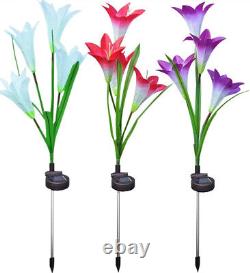3-Pack LED Solar Color Changing Lily Flower Light Garden Stake Yard Path Lamp