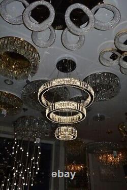 3 Rings Crystallic LED Chandelier Ceiling Light-Colour Changing Dimmable+Remote