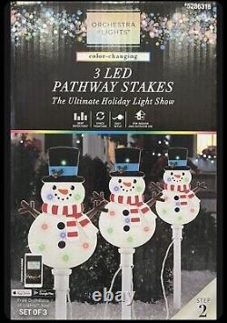 3 Sets Color-Changing LED Snowmen Pathway Lights 2023 NEW