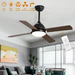 42 Ceiling Fan Light Remote Control Retro Wood Blades/3 Color LED/3 Speed/Timer