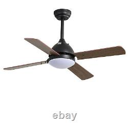 42 Inch Timed Ceiling Fan LED Lights Wooden 4 Blades 3 Speed with Remote Control