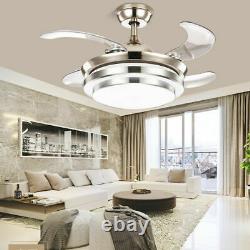 42 LED Dimming Ceiling Fan with Color Changing Lights Remote Control 4 Blades 65W