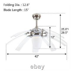 42 Modern Chandelier Ceiling Fan With Light Invisible 8 Blades 3 Color Change