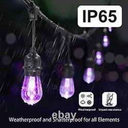 48FT Color Changing Outdoor String Lights, RGB Cafe LED String Light with 48ft