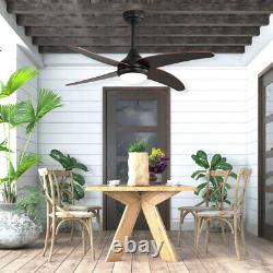 48 Walnut Wood Blades Ceiling Fan with Light Remote Control/3 Color LED/3 Speed