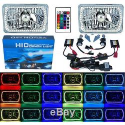 4X6 Color Change RGB SMD LED Halo Angel Eye Headlight 6000K HID Light Bulb Pair