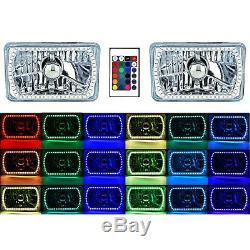 4X6 Color Change RGB SMD LED Halo Angel Eye Headlight 6000K HID Light Bulb Pair