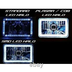 4X6 Color Change RGB SMD LED Halo Angel Eye Headlight H4 Halogen Light Bulb Set