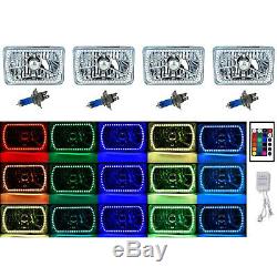 4X6 Color Change RGB SMD LED Halo Angel Eye Headlight Halogen Light Bulbs Set