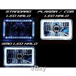 4X6 RGB COB Color Changing Halo Headlight 6K LED H4 Light Bulb Headlamp Pair