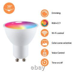 4X Wifi Smart Bulb GU10 E14 E27 LED Light RGB+CCT Dimmable App Voice Control
