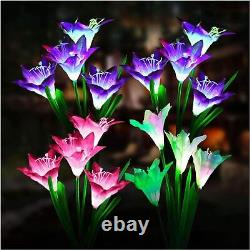 4 Pack 4 LED Solar Color Changing Lily Flower Light Garden Stake Yard Path Lamp