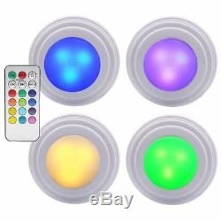 4 Pack Battery Operated Wireless Remote Control Colour Changing LED Push Lights