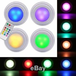 4 Pack Battery Operated Wireless Remote Control Colour Changing LED Push Lights