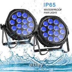 4x 14LED RGB IP65 Par Can Lights DMX Stage Effect Disco Party Uplighter Lighting