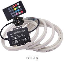 5050 RGB Neon LED Strip Lights Waterproof+Bluetooth Music Remote+Plug 220V 240V
