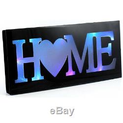 50cm Black Home Led Colour Changing Glass Plaque Gift Mantel Wall Mountable New