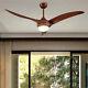 52'' Dimmable Led Ceiling Fan Chandelier Lamp With Led Light Remote Wood Grain
