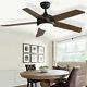 52 Vintage 5-wood Blades Ceiling Fan With 3 Colors Light Remote Control/3 Speed