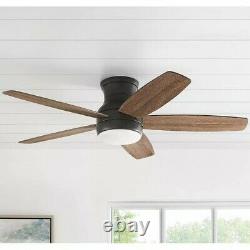 52-inch Color Changing LED Matte Black Ceiling Fan with Light and Remote Control