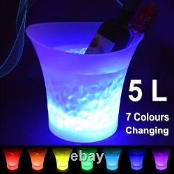 5L LED Lighted Ice Bucket 7 Color Changing Drinking Wine Champagne Buckets Party
