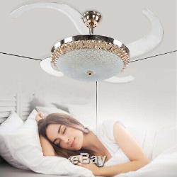 65W Ceiling Fan Chandelier LED Light 3 Color Changing 4 Blades + Remote Control